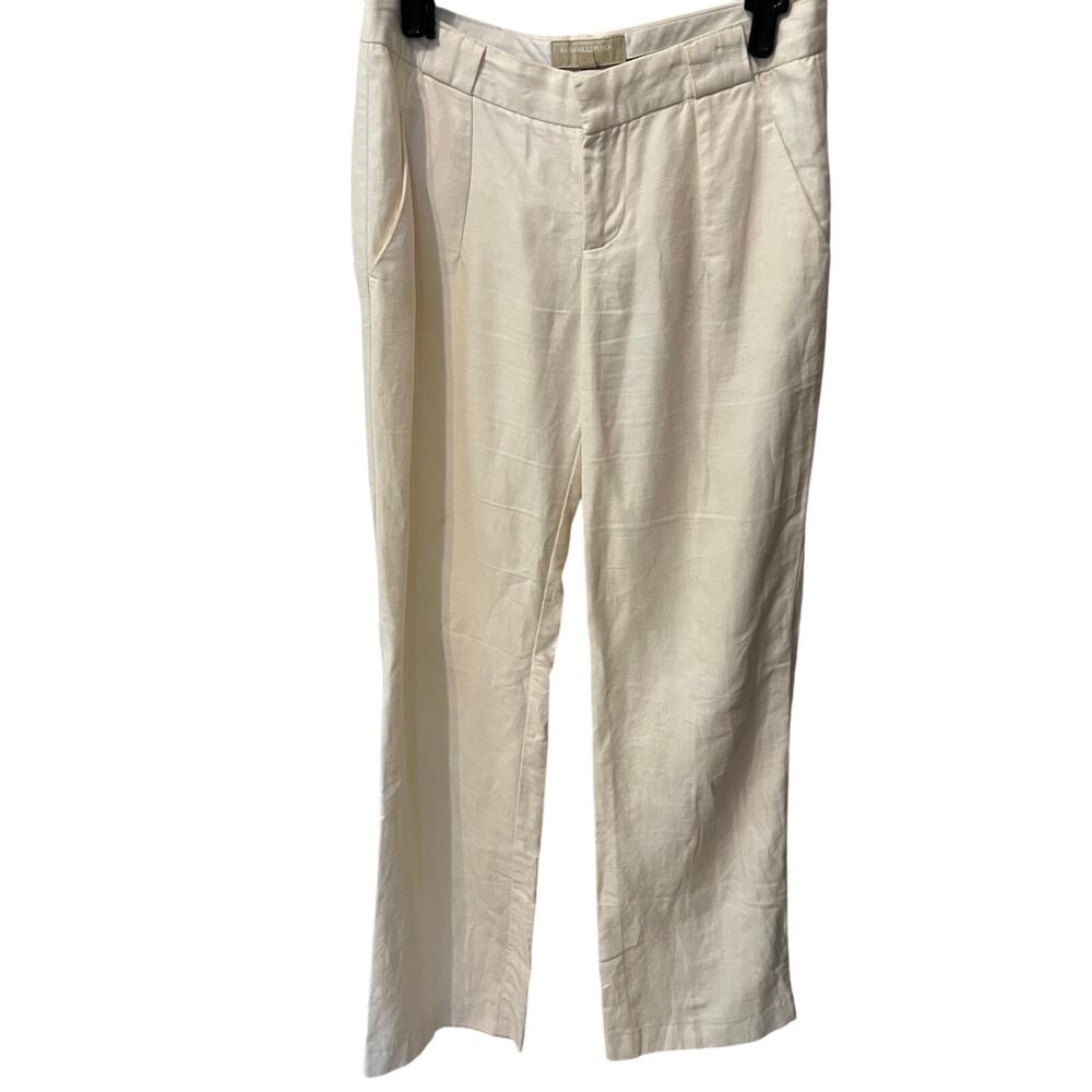 Banana Republic Linen Blend Cream Ivory Wide Leg Pants Summer Vacation Office